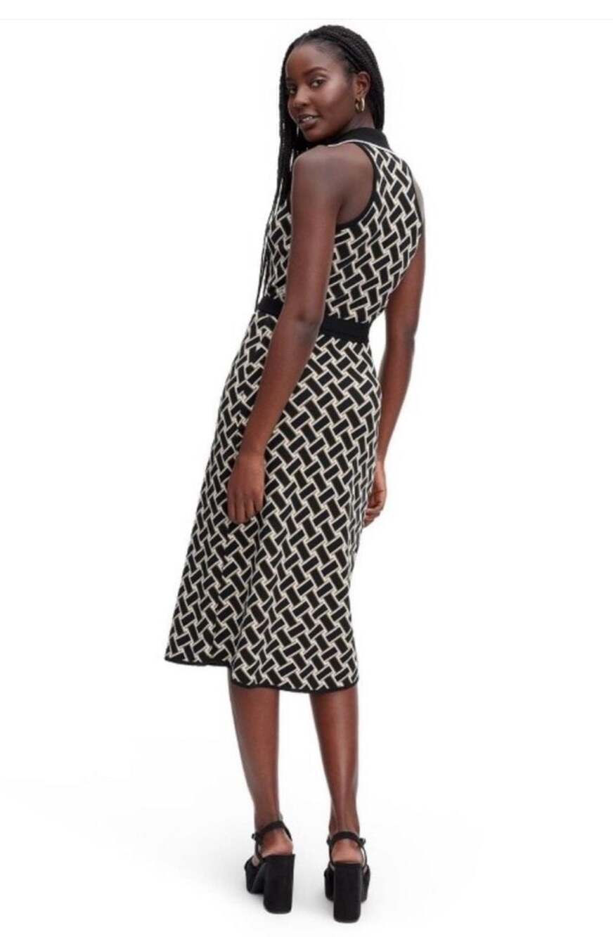 Diane von Furstenberg for Target Black and Neutral Weave Sweaterknit Midi Wrap D - Picture 3 of 9
